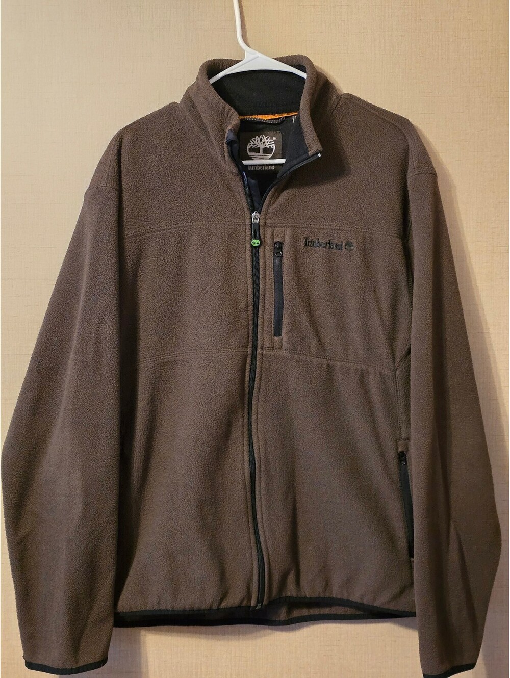 Timberland Men's Full Zip Fleece Jacket Brown Size XL Heavyweight Pocket Tree